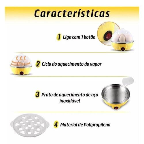 Cozedor Elétrico de Ovos a Vapor Multifuncional – Rosa – 220volts - 6