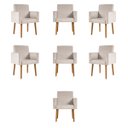 Ver imagem 1 de Kit 7 Cadeiras Poltronas Decorativa - Escritório - Recepção Cor:bege