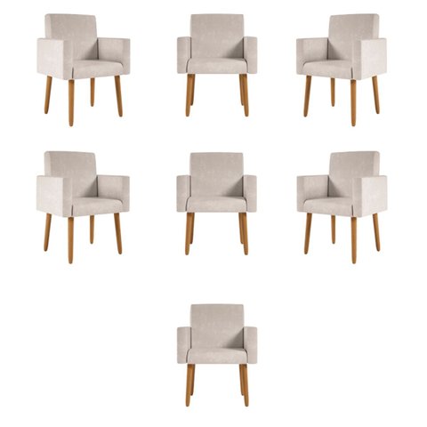 Kit 7 Cadeiras Poltronas Decorativa - Escritório - Recepção Cor:bege