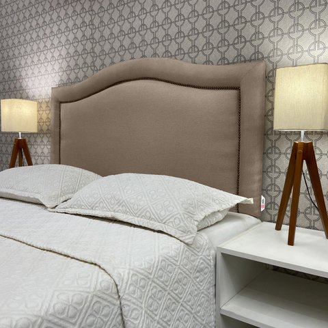 Cabeceira Casal Estofada Sevilha Provençal Linho Bege 140 X 60 Rbl