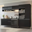 Ver imagem 1 de Armário de Cozinha Completa 300 Cm Suspenso Preto Nice Madesa 07 Preto
