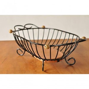 Fruteira Cozinha Madeira Ferro Preta 45cm