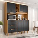 Ver imagem 1 de Kit Max Armário para Cozinha 5 Portas 3 Gavetas (1,60 m) Yescasa Marrom/Cinamomo/Preto Catedral