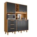 Ver imagem 2 de Kit Max Armário para Cozinha 5 Portas 3 Gavetas (1,60 m) Yescasa Marrom/Cinamomo/Preto Catedral