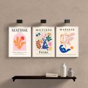 Ver imagem 1 de Kit 3 Quadros Abstratos Formas De matisse 24x18cm - com Vidro:madeira Branca