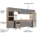 Ver imagem 3 de Armário de Cozinha Modulada 5 Peças CP14 Balcão com Tampo Castanho/Cinza - Lumil Lumil Móveis