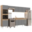 Ver imagem 1 de Armário de Cozinha Modulada 5 Peças CP14 Balcão com Tampo Castanho/Cinza - Lumil Lumil Móveis