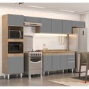 Ver imagem 2 de Armário de Cozinha Modulada 5 Peças CP14 Balcão com Tampo Castanho/Cinza - Lumil Lumil Móveis
