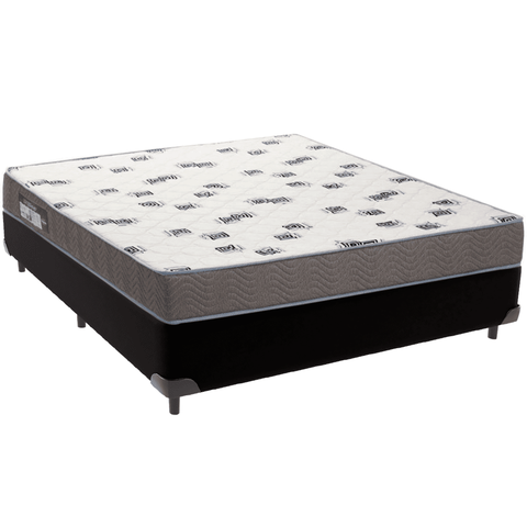 Cama Box Preto e Colchão Light Espuma D33 Casal Ortobom