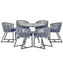 Ver imagem 1 de Mesa e 6 Cadeiras e Noronha Preto E10 Trama Original Prata