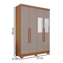 Ver imagem 4 de Guarda-roupa Solteiro Pinheiro 4 Portas 2 Gavetas com Espelho Cinamomo/off White - Pnr Móveis