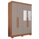 Ver imagem 2 de Guarda-roupa Solteiro Pinheiro 4 Portas 2 Gavetas com Espelho Cinamomo/off White - Pnr Móveis