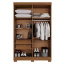 Ver imagem 3 de Guarda-roupa Solteiro Pinheiro 4 Portas 2 Gavetas com Espelho Cinamomo/off White - Pnr Móveis