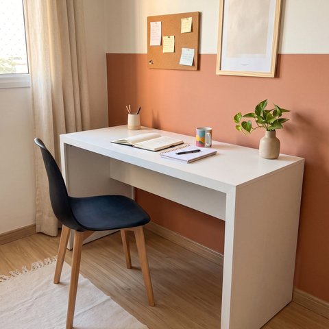 Mesa Escrivaninha Home Office 2 Lugares com Acabamento Traseiro 180x74,5x60cm Branco