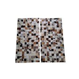Tapete de Couro Par Trilhos Tricolor Natural 1,00 X 0,50 M - 1