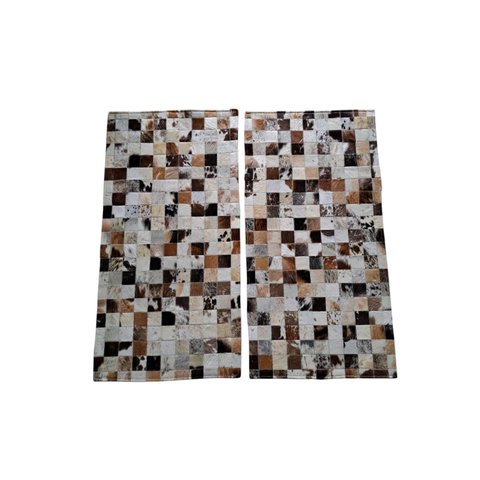 Tapete de Couro Par Trilhos Tricolor Natural 1,00 X 0,50 M