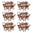 Ver imagem 1 de Kit 6 Conjuntos de Mesa Dobráveis de Madeira 70x110cm com 6 Cadeiras Imbuia
