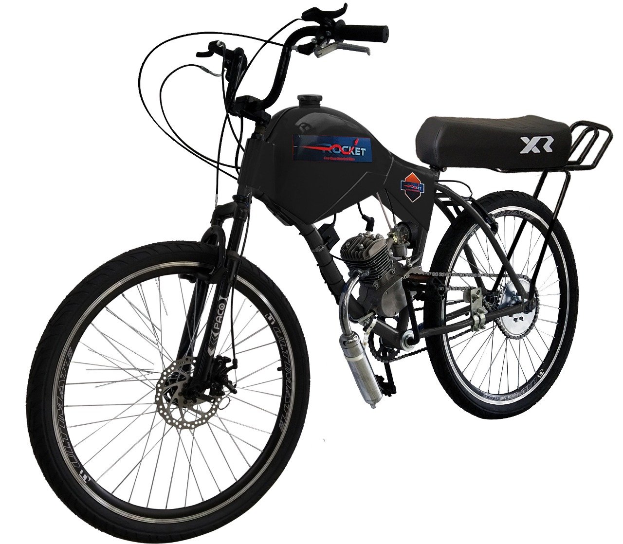 Bicicleta Motorizada 80cc Fr Disc/Susp com Carenagem Banco XR Rocket