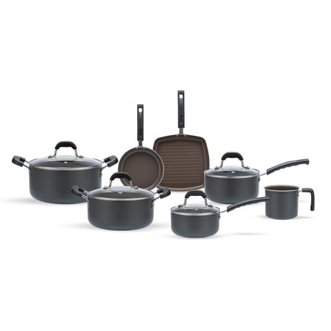 Jogo de Panelas Brinox Antiaderente Ceramic Life 7 Peças Fine Cinza