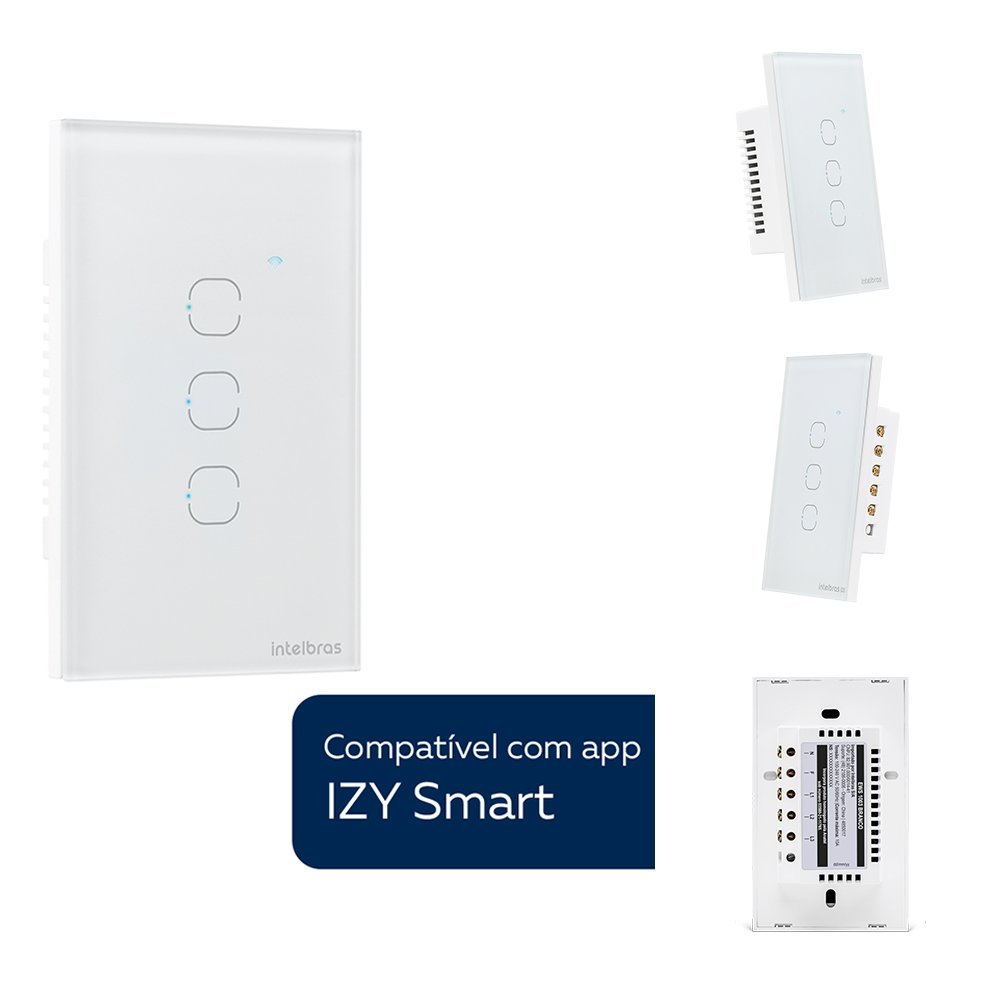 Interruptor Touch Smart Wi-Fi 3 Teclas EWS 1003 Intelbras Izy<br