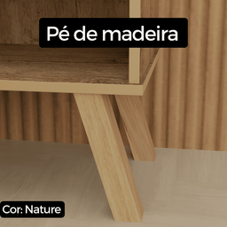 Mesa de Cabeceira Retrô - Freijó / Branco com Pé Madeira - 4