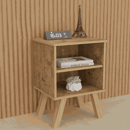 Mesa de Cabeceira Retrô - Freijó / Branco com Pé Madeira - 5