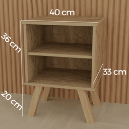 Mesa de Cabeceira Retrô - Freijó / Branco com Pé Madeira - 2