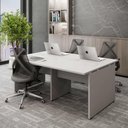 Ver imagem 1 de Plataforma de Trabalho 4 Lugares Pé Painel F5 180cm Cinza F5 Office