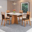 Ver imagem 2 de Mesa de Jantar 4 Lugares Merlot com Vidro Mel/bombom/off White - Viero Móveis