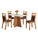 Ver imagem 1 de Mesa de Jantar 4 Lugares Merlot com Vidro Mel/bombom/off White - Viero Móveis