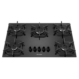 Cooktop 5 Bocas a Gás Mueller G4 com Mesa de Vidro Temperado