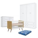 Ver imagem 1 de Kit Quarto de Bebê 4 Portas Q Encanto 3820 Retrô MDF Colchão Incluso Qmovi