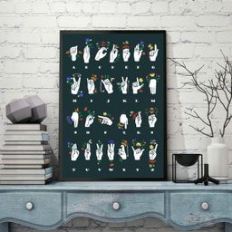 Quadro Alfabeto Manual - Libras 33x24cm:madeira Branca - 2 Quadro Alfabeto Manual - Libras 33x24cm:madeira Branca - 2