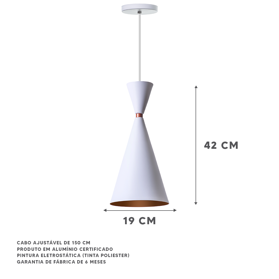 Kit 3 Lustres Pendentes Moscou Para Mesa Balcão Gourmet Cor: Branco - 2