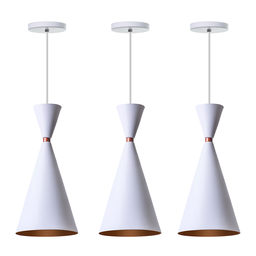 Kit 3 Lustres Pendentes Moscou Para Mesa Balcão Gourmet Cor: Branco - 1
