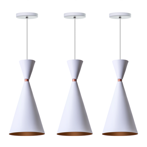 Kit 3 Lustres Pendentes Moscou Para Mesa Balcão Gourmet Cor: Branco