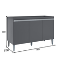 Ver imagem 2 de Balcão Gabinete de Cozinha 3 Portas 120cm Manu sem Tampo:Cinza