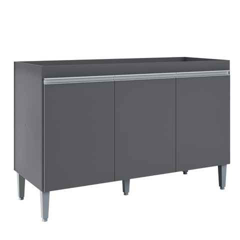 Balcão Gabinete de Cozinha 3 Portas 120cm Manu sem Tampo:Cinza