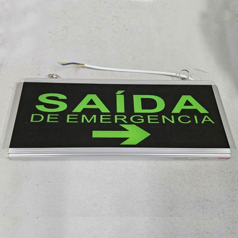 Placa Sinalizaçao Saida Emergencia Dupla Face Bateria Recarregavel Led Bombeiro Iluminaçao Segurança