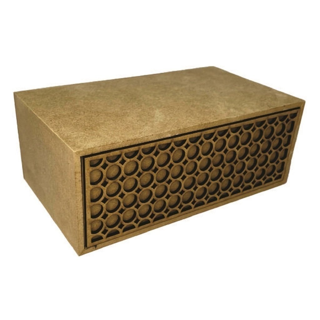 Caixa em Mdf Estilo Gaveta Círculos Cru - Fabricando Arte - 1