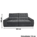 Ver imagem 4 de Sofá 254 Cm 3 Lugares Retrátil Reclinável Matielo América Cinza