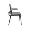 Kit 02 Cadeiras Fixas Aproximação 4 Pés com Braço Beezi Base Preta Encosto Cinza Assento Facto Dunas - 3