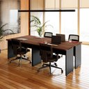 Ver imagem 1 de Mesa Escritório 4 Lugares 2,40m x 1,20m Pé Painel F5 Office Cor:Málaga com Preto
