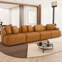Ver imagem 2 de Sofá 5 Lugares para Sala de Estar Living 388cm Arlo F04 Couríssimo Whisky - Lyam Decor