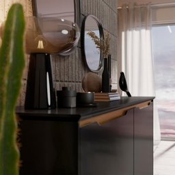 Aparador Buffet 4 Portas Preto Freijó Flex Flow Ej Móveis - 5