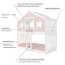 Ver imagem 4 de Beliche Montessoriano Casinha Dos Sonhos com Cortina Madeira Maciça Rosa/branco Housin