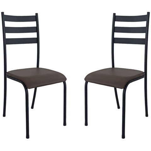 Kit 2 Cadeiras para Cozinha e Sala de Jantar 541.Sli Preto/Marrom Cicap