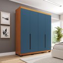 Ver imagem 1 de Roupeiro Solteiro Madri 4 Portas 4 Gavetas 161x214cm Azul/Freijó 250701