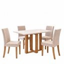 Ver imagem 2 de Conjunto Sala de Jantar Mesa Manu 120cm Tampo MDF e Vidro Canto Reto 4 Cadeiras Lily