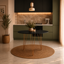 Ver imagem 1 de Mesa Sala e Jantar Tampo Redonda 90cm Preta Clips 3 Pés Ferro Cobre